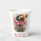  Valentine Love Bug on Blossoms Rose Pappbecher (Vorderseite)