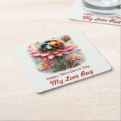 Valentine Love Bug on Blossoms Rose Rechteckiger Pappuntersetzer (angewinkelt)