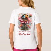 Valentine Love Bug on Blossoms Rose T-Shirt (Rückseite)
