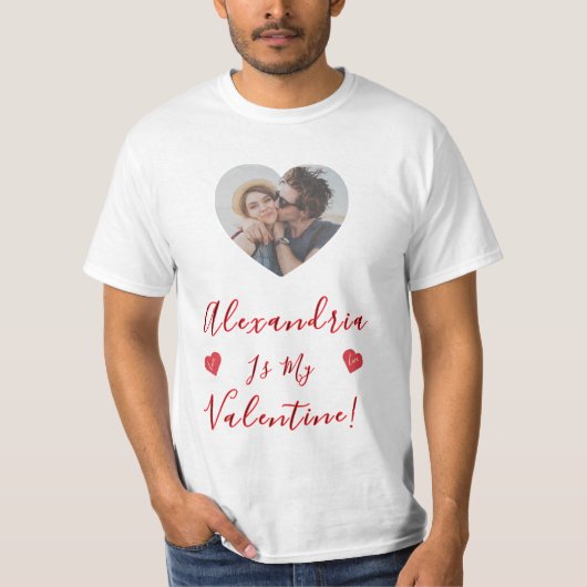 Valentine Love Custom Photo & Name T-Shirt (Vorderseite)