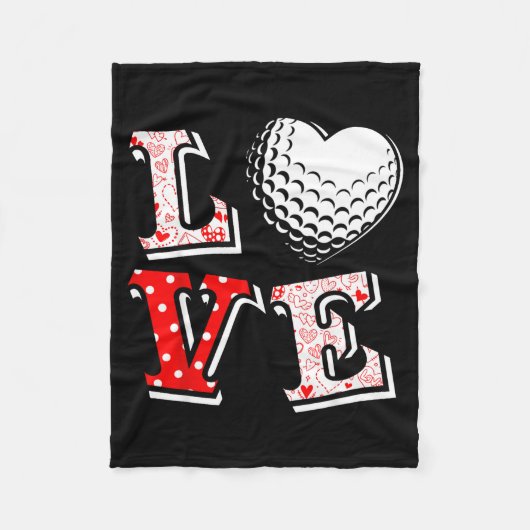 Valentine Love Golf Heart Valentine Day Women Men  Fleecedecke (Vorderseite)