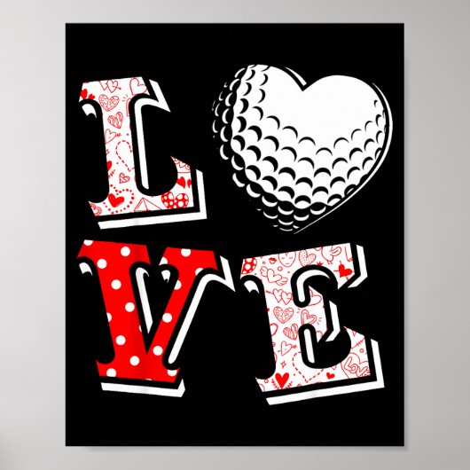 Valentine Love Golf Heart Valentine Day Women Men  Poster (Vorne)