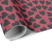 Valentine love heart scallop black on red pattern geschenkpapier (Rolleneckpunkt)