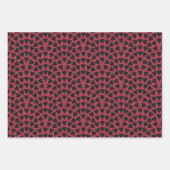 Valentine love heart scallop black red & white geschenkpapier set (Vorderseite 2)