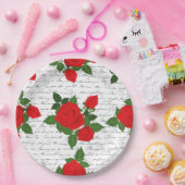 valentine love letter red roses romantic pappteller (Party)