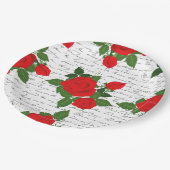 valentine love letter red roses romantic pappteller (Schrägansicht)