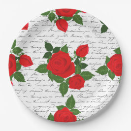 valentine love letter red roses romantic pappteller