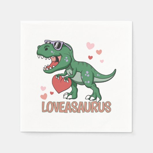 Valentine Loveasaurus Serviette (Vorderseite)