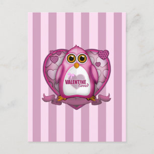 Valentine Loved - Pink Pinguin Postkarte