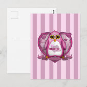 Valentine Loved - Pink Pinguin Postkarte (Vorne/Hinten)