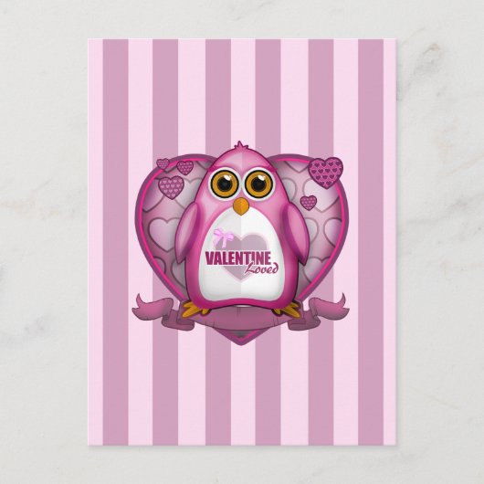 Valentine Loved - Pink Pinguin Postkarte (Vorderseite)