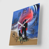 Valentine Lovers Quadratische Wanduhr (Winkel)