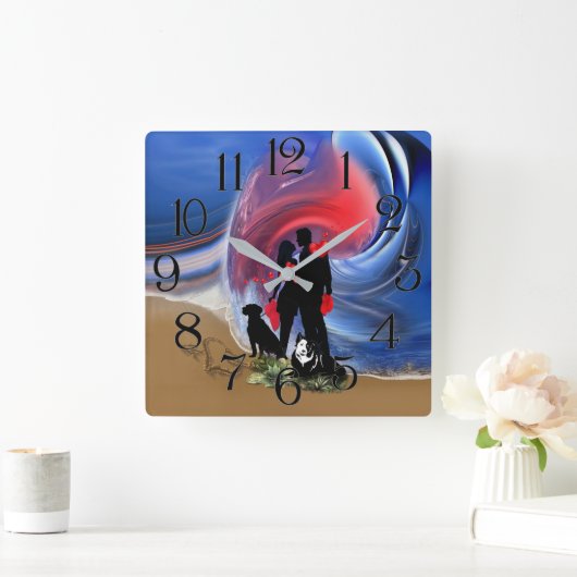 Valentine Lovers Quadratische Wanduhr (Zuhause)