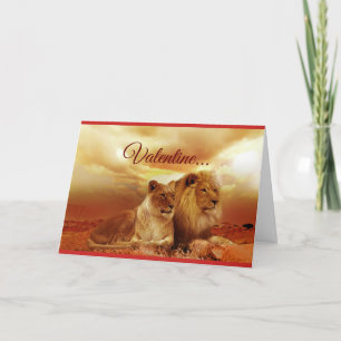 Valentine Löwen-Paar Feiertagskarte