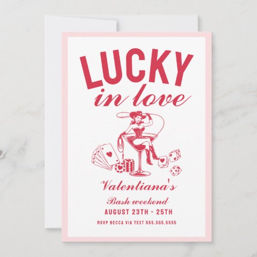 Valentine lucky bachelorette in love party einladung (Vorderseite)
