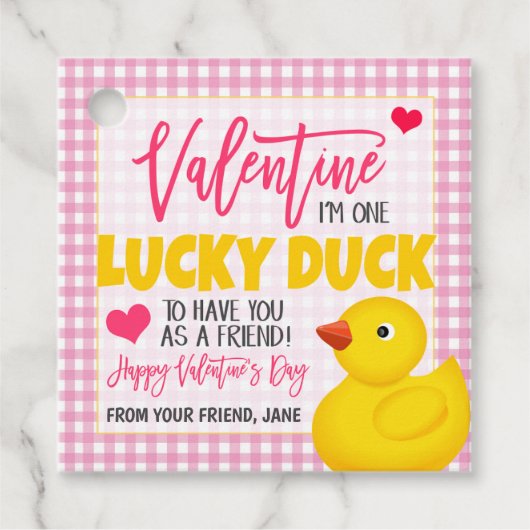 Valentine Lucky Duck Gift Tag Geschenkanhänger (Vorderseite)