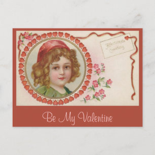 Valentine Mädchen Vintage Postkarte