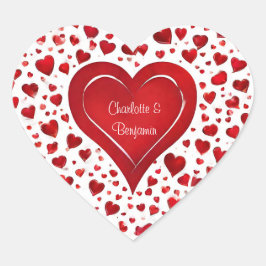 Valentine, mädchenrot und weiß Herz-Aufkleber