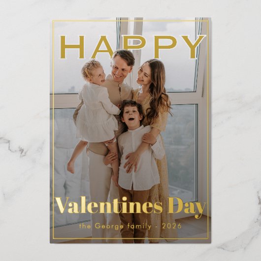 Valentine Magic Modern PhotoPop Folien Feiertagskarte (Vorderseite)