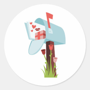 Valentine-Mailbox Runder Aufkleber
