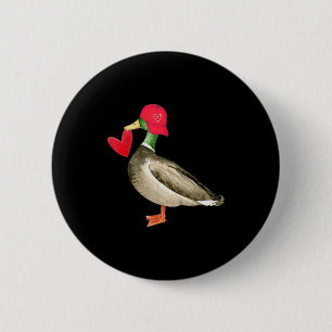 Valentine Mallard Ente Retro Groovy Herzen Valenti Button