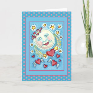 VALENTINE MAN IN THE MOON, HIMMLISCH STERNE & HERZ FEIERTAGSKARTE