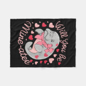 Valentine Manatee Cute Animal Hearts Will You Be M Fleecedecke (Vorderseite (Horizontal))