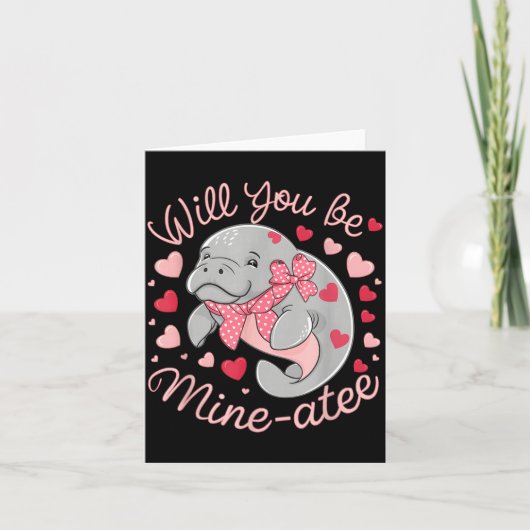 Valentine Manatee Cute Animal Hearts Will You Be M Karte (Vorderseite)