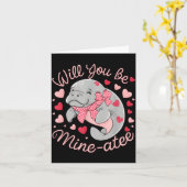 Valentine Manatee Cute Animal Hearts Will You Be M Karte (Gelbe Blume)