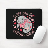 Valentine Manatee Cute Animal Hearts Will You Be M Mousepad (Mit Mouse)