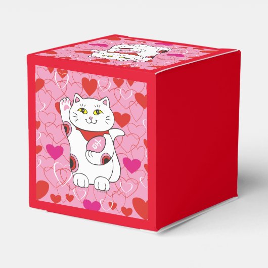Valentine Maneki Neko Lucky Cat Geschenkschachtel (Rückseite)