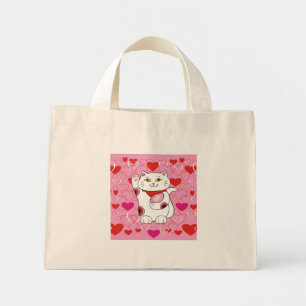 Valentine Maneki Neko Lucky Cat Mini Stoffbeutel