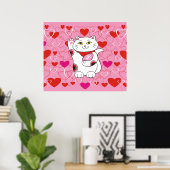 Valentine Maneki Neko Lucky Cat Poster (Heimbüro)