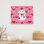 Valentine Maneki Neko Lucky Cat Poster (Küche)