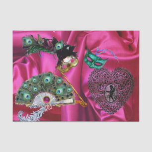 VALENTINE MASQUERADE MASKS, LACE HERART, PEACOCK F SEIDENPAPIER