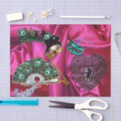 VALENTINE MASQUERADE MASKS, LACE HERART, PEACOCK F SEIDENPAPIER (Handwerk)