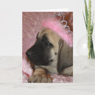 Valentine Mastiff Welpe mit Krone Feiertagskarte