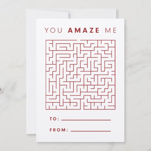 Valentine Maze and Word Search Card Dankeskarte (Vorderseite)