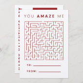 Valentine Maze and Word Search Card Dankeskarte (Vorne/Hinten)