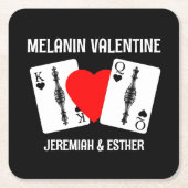 Valentine MELANIN QUEEN KING PLAYCARDS Paare Rechteckiger Pappuntersetzer (Vorderseite)