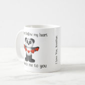 Valentine Message Panda Bear String of Red Hearts Kaffeetasse (Vorderseite Links)