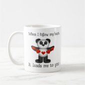 Valentine Message Panda Bear String of Red Hearts Kaffeetasse (Links)