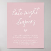 Valentine Minimalistisch Heart Late Night Diapers Poster (Vorne)