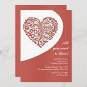 Valentine-mit Filigran geschmückte Einladung (Vorne/Hinten)