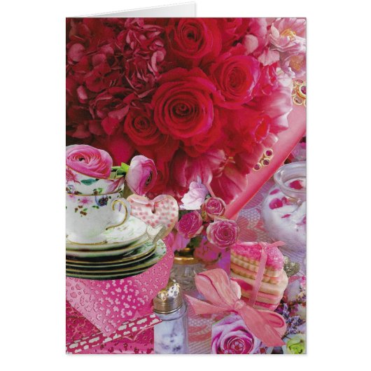 Valentine mit rosa Rosen und China Teacups (Vorne)