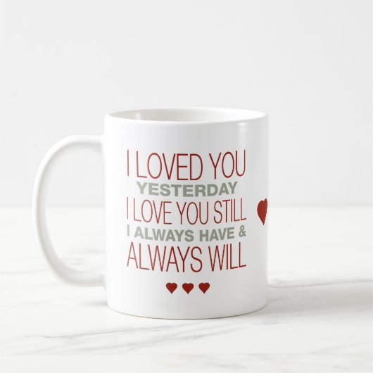 Valentine mit Sprichwort Kaffeetasse (Links)