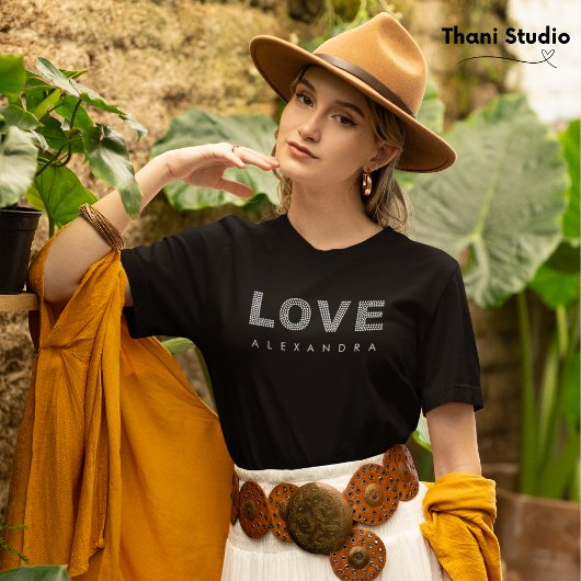 Valentine Modern Black Simple Elegante Typografie T-Shirt