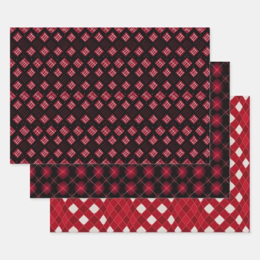 Valentine Modern Raute Muster Set Nr. 1 Geschenkpapier Set (Set)