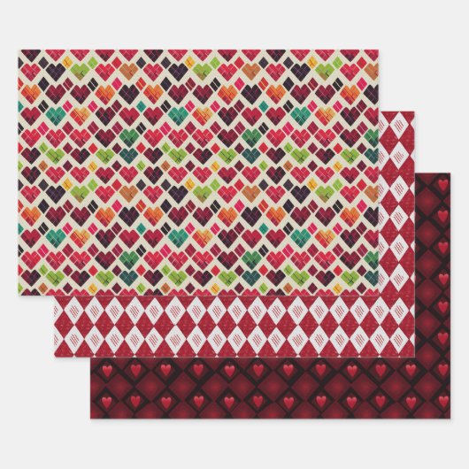 Valentine Modern Raute Muster Set Nr. 6 Geschenkpapier Set (Set)