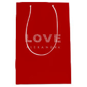 Valentine Modern Red Simple Elegante Typografie Mittlere Geschenktüte (Vorderseite)